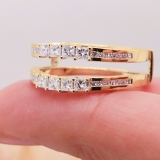 0.90 Carat (ctw) 10K Yellow Gold Princess Cut White Diamond Ladies Anniversary Wedding Band Enhancer Guard Double Ring