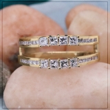 0.90 Carat (ctw) 10K Yellow Gold Princess Cut White Diamond Ladies Anniversary Wedding Band Enhancer Guard Double Ring