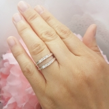 0.90 Carat (ctw) 14K Rose Gold Princess Cut White Diamond Ladies Anniversary Wedding Band Enhancer Guard Double Ring