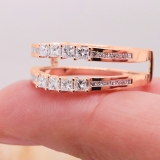 0.90 Carat (ctw) 14K Rose Gold Princess Cut White Diamond Ladies Anniversary Wedding Band Enhancer Guard Double Ring