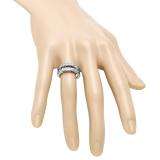 0.90 Carat (ctw) 18K White Gold Princess Cut White Diamond Ladies Anniversary Wedding Band Enhancer Guard Double Ring