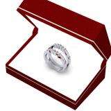 0.90 Carat (ctw) 18K White Gold Princess Cut White Diamond Ladies Anniversary Wedding Band Enhancer Guard Double Ring