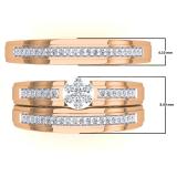 10K Rose Gold Round White Cubic Zirconia CZ Men & Women's Ring Trio Bridal Set