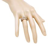 0.40 Carat (ctw) 10K Rose Gold Round White Diamond Men & Women's Cluster Engagement Ring Trio Bridal Set