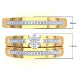 0.40 Carat (ctw) 10K Yellow Gold Round White Diamond Men & Women's Cluster Engagement Ring Trio Bridal Set