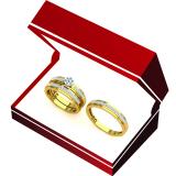 0.40 Carat (ctw) 10K Yellow Gold Round White Diamond Men & Women's Cluster Engagement Ring Trio Bridal Set