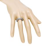 0.45 Carat (ctw) 10K White Gold Round & Princess Cut White Diamond & Blue Sapphire Ladies Anniversary Wedding Band Stackable Ring 1/2 CT