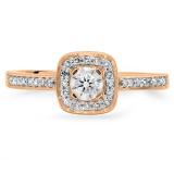 0.33 Carat (ctw) 10K Rose Gold Round White Diamond Ladies Halo Style Bridal Engagement Ring 1/3 CT