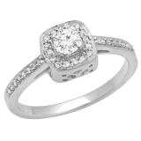0.33 Carat (ctw) 10K White Gold Round White Diamond Ladies Halo Style Bridal Engagement Ring 1/3 CT