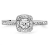 0.33 Carat (ctw) 10K White Gold Round White Diamond Ladies Halo Style Bridal Engagement Ring 1/3 CT