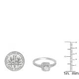 0.33 Carat (ctw) 10K White Gold Round White Diamond Ladies Halo Style Bridal Engagement Ring 1/3 CT