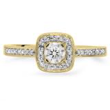 0.33 Carat (ctw) 10K Yellow Gold Round White Diamond Ladies Halo Style Bridal Engagement Ring 1/3 CT