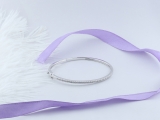 0.20 Carat (ctw) Sterling Silver Round Cut White Diamond Ladies Fashion Bangle Bracelet 1/5
