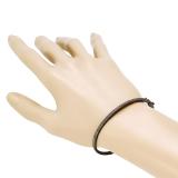 0.20 Carat (ctw) Black Rhodium Plated Sterling Silver Round Cut Black Diamond Ladies Fashion Bangle Bracelet 1/5