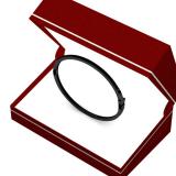 0.20 Carat (ctw) Black Rhodium Plated Sterling Silver Round Cut Black Diamond Ladies Fashion Bangle Bracelet 1/5