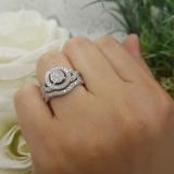 0.65 Carat (ctw) Sterling Silver Round White Diamond Ladies Micro Pave Swirl Split Shank Engagement Ring Set