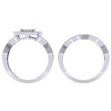 0.65 Carat (ctw) Sterling Silver Round White Diamond Ladies Micro Pave Swirl Split Shank Engagement Ring Set