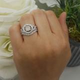 0.65 Carat (ctw) Sterling Silver Round White Diamond Ladies Micro Pave Swirl Split Shank Engagement Ring Set