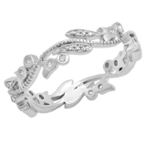 0.20 Carat (ctw) 10K White Gold Round White Diamond Ladies Vintage Style Anniversary Wedding Eternity Band Stackable Ring 1/5 CT