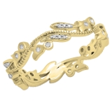 0.20 Carat (ctw) 10K Yellow Gold Round White Diamond Ladies Vintage Style Anniversary Wedding Eternity Band Stackable Ring 1/5 CT