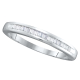 0.23 Carat (ctw) 10K White Gold Baguette Cut White Diamond Ladies Anniversary Wedding Band Stackable Ring 1/4 CT
