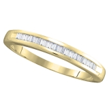 0.23 Carat (ctw) 18K Yellow Gold Baguette Cut White Diamond Ladies Anniversary Wedding Band Stackable Ring 1/4 CT
