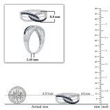 0.20 Carat (ctw) Sterling Silver Round Blue & White Diamond Ladies Swirl Split Shank Fashion Right Hand Ring 1/5 CT