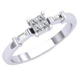 0.20 Carat (ctw) 14K White Gold Princess & Tapered Cut White Diamond Ladies Invisible Engagement Ring 1/5 CT