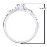 0.20 Carat (ctw) 14K White Gold Princess & Tapered Cut White Diamond Ladies Invisible Engagement Ring 1/5 CT