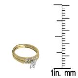 0.10 Carat (ctw) 18K Yellow Gold Round & Baguette Cut White Diamond Ladies Bridal Engagement Ring 1/10 CT