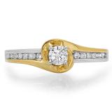 0.40 Carat (ctw) 18K Two Tone Gold Round Cut White Diamond Ladies Twisted Bridal Engagement Ring