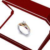 0.40 Carat (ctw) 18K Two Tone Gold Round Cut White Diamond Ladies Twisted Bridal Engagement Ring
