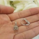 0.50 Carat (ctw) 10K White Gold Princess & Round Cut Diamond Ladies Cluster Halo Style Drop Earrings 1/2 CT