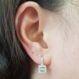 0.50 Carat (ctw) 14K White Gold Princess & Round Cut Diamond Ladies Cluster Halo Style Drop Earrings 1/2 CT