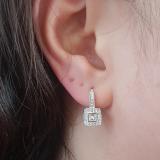 0.50 Carat (ctw) 18K White Gold Princess & Round Cut Diamond Ladies Cluster Halo Style Drop Earrings 1/2 CT
