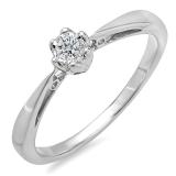 0.07 Carat (ctw) Sterling Silver Round Diamond Ladies Solitaire Bridal Engagement Promise Ring