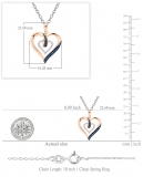 0.15 Carat (ctw) 14K Rose Gold Round Black Blue & White Diamond Ladies Fashion Double Heart Pendant
