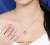 0.15 Carat (ctw) 14K White Gold Round Black Blue & White Diamond Ladies Fashion Double Heart Pendant