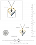 0.15 Carat (ctw) 14K Yellow Gold Round Black Blue & White Diamond Ladies Fashion Double Heart Pendant