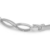 0.08 Carat (ctw) Sterling Silver Round Cut White Diamond Ladies Swirl Bangle Bracelet