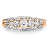 0.75 Carat (ctw) 10K Rose Gold Round White Diamond Ladies Anniversary Wedding Band Stackable Ring 3/4 CT