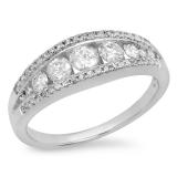 0.75 Carat (ctw) 10K White Gold Round White Diamond Ladies Anniversary Wedding Band Stackable Ring 3/4 CT