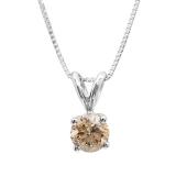 0.50 Carat (ctw) 10K White Gold Round Champagne Diamond Ladies Solitaire Pendant 1/2 CT