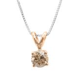 0.50 Carat (ctw) 14K Rose Gold Round Champagne Diamond Ladies Solitaire Pendant 1/2 CT