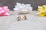 0.33 Carat (ctw) 10K Rose Gold Round Cut Champagne Diamond Ladies Stud Earrings 1/3 CT