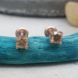 0.50 Carat (ctw) 18K Rose Gold Round Cut Champagne Diamond Ladies Stud Earrings 1/2 CT