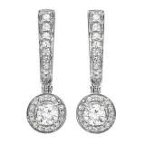 0.50 Carat (ctw) 10k White Gold Round Diamond Ladies Fine Dangling Drop Earrings 1/2 CT