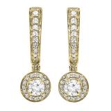 0.50 Carat (ctw) 14k Yellow Gold Round Diamond Ladies Fine Dangling Drop Earrings 1/2 CT