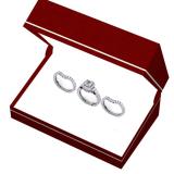 2.40 Carat (ctw) 14K White Gold Princess & Round Diamond Ladies Halo Style Bridal Engagement Ring With Matching Two Band Set