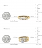 0.50 Carat (ctw) 18K Yellow Gold Round White Diamond Men & Women's Cluster Engagement Ring Trio Bridal Set 1/2 CT